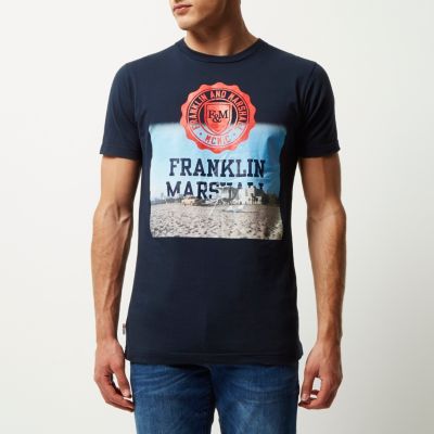 Navy Franklin & Marshall print t-shirt